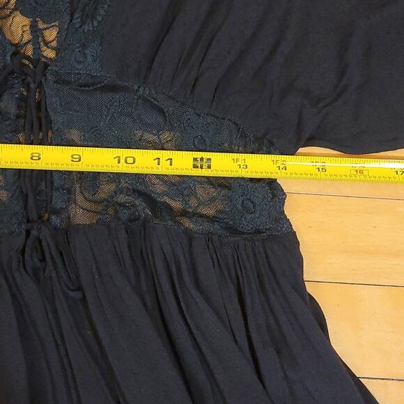 Dance & Marvel Black Lace Tie‑Front Duster Cover‑Up M Sheer Kimono - Picture 9 of 13